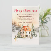 Winter Vakantiehuis Vrolijk kerstfeest Feestdagenkaart (Staand voorkant)