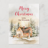 Winter Vakantiehuis Vrolijk kerstfeest Feestdagenkaart (Voorkant)