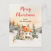 Winter Vakantiehuis Vrolijk kerstfeest Feestdagenkaart (Voorkant)