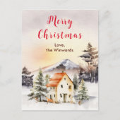 Winter Vakantiehuis Vrolijk kerstfeest Feestdagenkaart (Voorkant)