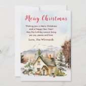 Winter Vakantiehuis Vrolijk kerstfeest Feestdagenkaart (Voorkant)