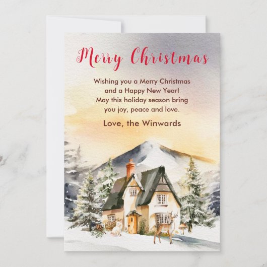 Winter Vakantiehuis Vrolijk kerstfeest Feestdagenkaart (Voorkant)