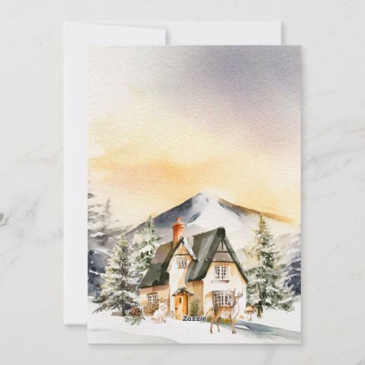 Winter Vakantiehuis Vrolijk kerstfeest Feestdagenkaart (Achterkant)