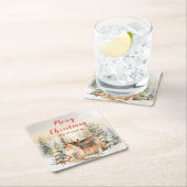 Winter Vakantiehuis Vrolijk kerstfeest Kartonnen Onderzetters (Insitu)