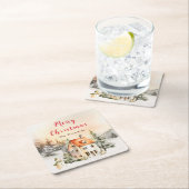 Winter Vakantiehuis Vrolijk kerstfeest Kartonnen Onderzetters (Insitu)