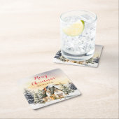 Winter Vakantiehuis Vrolijk kerstfeest Kartonnen Onderzetters (Insitu)