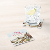 Winter Vakantiehuis Vrolijk kerstfeest Kartonnen Onderzetters (Insitu)