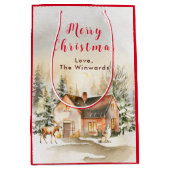 Winter Vakantiehuis Vrolijk kerstfeest Medium Cadeauzakje (Voorkant)