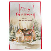 Winter Vakantiehuis Vrolijk kerstfeest Medium Cadeauzakje (Achterkant)