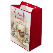 Winter Vakantiehuis Vrolijk kerstfeest Medium Cadeauzakje (Achterkant Gekanteld)