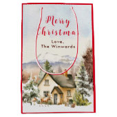 Winter Vakantiehuis Vrolijk kerstfeest Medium Cadeauzakje (Voorkant)