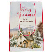 Winter Vakantiehuis Vrolijk kerstfeest Medium Cadeauzakje (Achterkant)