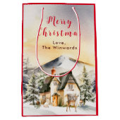 Winter Vakantiehuis Vrolijk kerstfeest Medium Cadeauzakje (Voorkant)