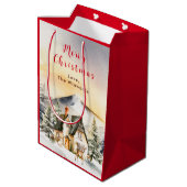 Winter Vakantiehuis Vrolijk kerstfeest Medium Cadeauzakje (Achterkant Gekanteld)