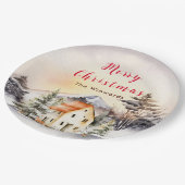 Winter Vakantiehuis Vrolijk kerstfeest Papieren Bordje (Gekanteld)