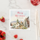 Winter Vakantiehuis Vrolijk kerstfeest Servet (Insitu)