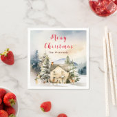 Winter Vakantiehuis Vrolijk kerstfeest Servet (Insitu)