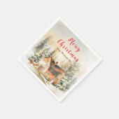 Winter Vakantiehuis Vrolijk kerstfeest Servet (Hoek)