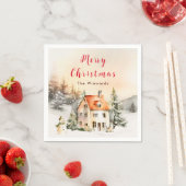 Winter Vakantiehuis Vrolijk kerstfeest Servet (Insitu)