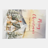 Winter Vakantiehuis Vrolijk kerstfeest Theedoek (Horizontaal)