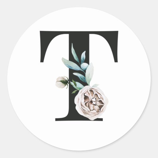 Winter vakanties initialen sticker letter T (Voorkant)