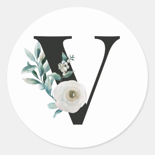 Winter vakanties initialen sticker letter V (Voorkant)