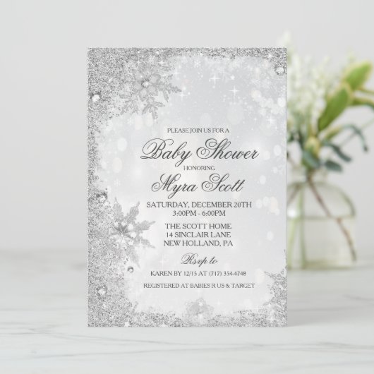 Winter-vakantieverblijf Baby shower uitnodiging (Staand voorkant)