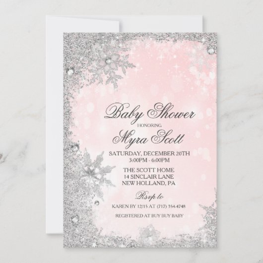 Winter-vakantieverblijf Baby shower uitnodiging (Voorkant)