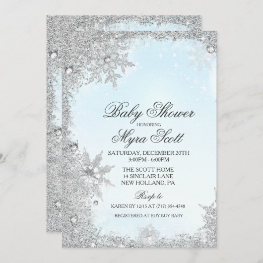 Winter-vakantieverblijf Baby shower uitnodiging (Voorkant / Achterkant)