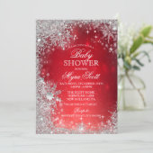 Winter-vakantieverblijf Baby shower uitnodiging (Staand voorkant)