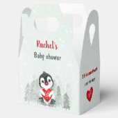 Winter Valentijnse Penguin Boy Baby shower Bedankdoosjes (Geopend)
