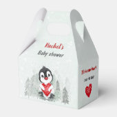 Winter Valentijnse Penguin Boy Baby shower Bedankdoosjes (Voorkant Zijde)