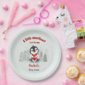 Winter Valentijnse Penguin Boy Baby shower Papieren Bordje (Feest)