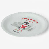 Winter Valentijnse Penguin Boy Baby shower Papieren Bordje (Gekanteld)