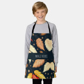 Winter vallende bladeren Bruin Retro Patroon Schort (Gedragen)