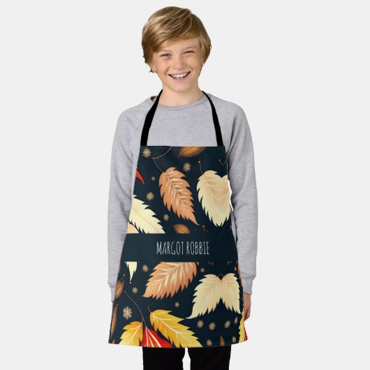 Winter vallende bladeren Bruin Retro Patroon Schort (Gedragen)