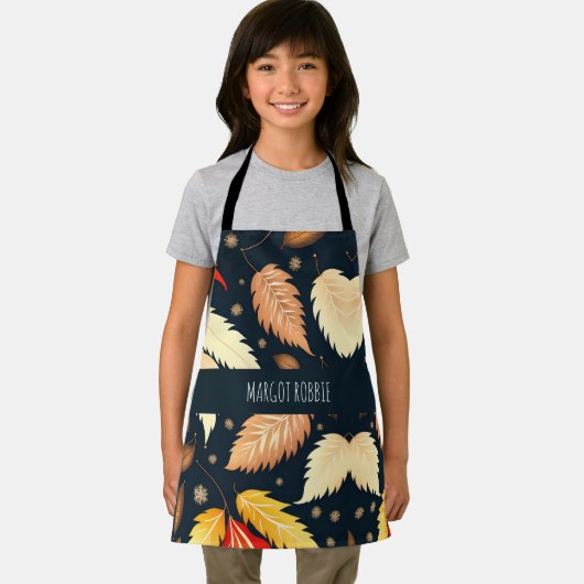 Winter vallende bladeren Bruin Retro Patroon Schort (Insitu)