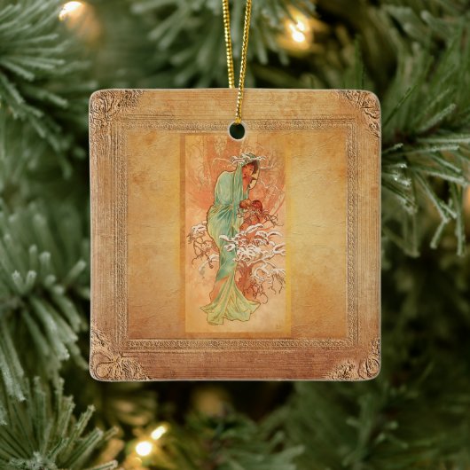 Winter van Alphonse Mucha Keramisch Ornament (Boom)
