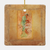 Winter van Alphonse Mucha Keramisch Ornament (Achterkant)