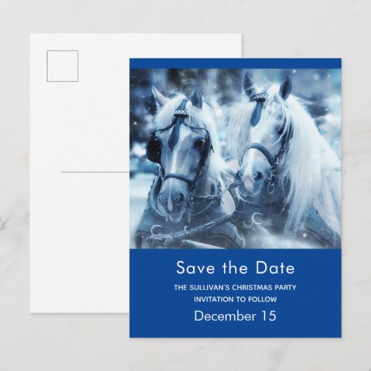 Winter van mooi paard De foto bewaart de datum Uitnodiging Briefkaart (Voorkant / Achterkant)