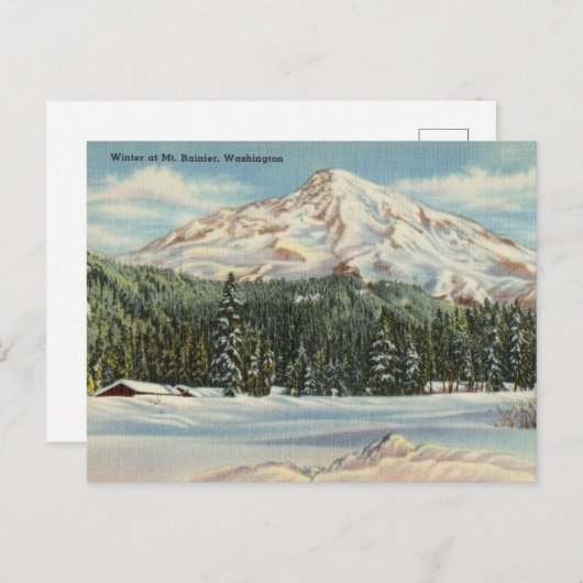 winter van Mt. Rainier, Washington Briefkaart (Voorkant / Achterkant)