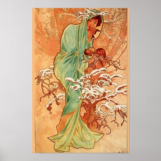 Winter van Mucha Poster (Voorkant)