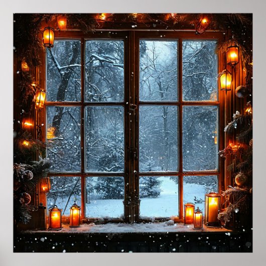 ❄️ Winter Venster Uitzicht Schilderachtig Landscha Poster (Voorkant)