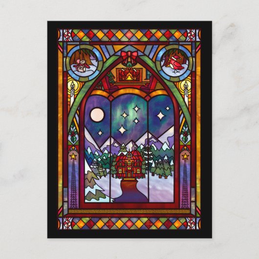 Winter Vensters Kerstkaart Briefkaart (Voorkant)