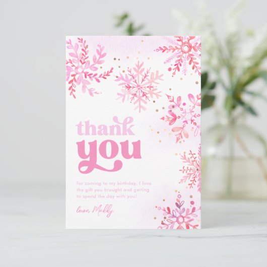 Winter Verjaardag Dank u kaart (Staand voorkant)