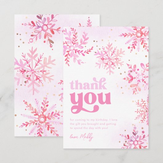 Winter Verjaardag Dank u kaart (Voorkant / Achterkant)