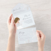 Winter Verjaardag Sneeuwachtige Quinceanera 15 Jaa All In One Uitnodiging (Afscheurbaar)