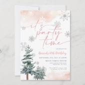 Winter verjaardag uitnodiging, het is feest tijd kaart (Voorkant)