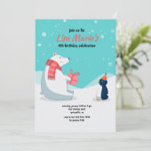 Winter verjaardagsfeest uitnodiging (Staand voorkant)