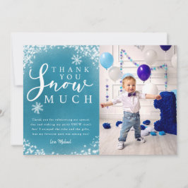 Winter Verjaardagsfeestje Jongen Foto Bedankkaart